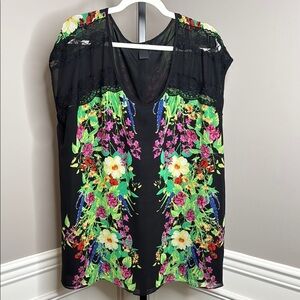 Nue Options Plus Floral Black Women's Top size 2X